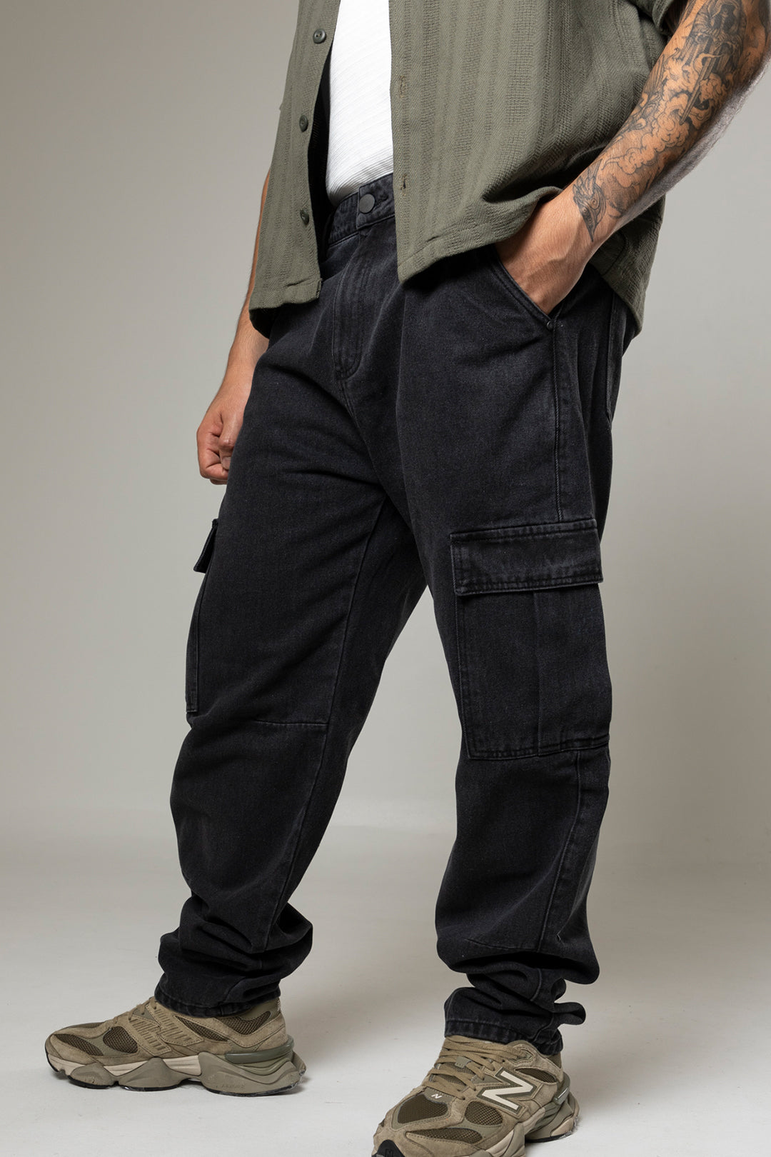Pantalon Cargo En Indigo Black
