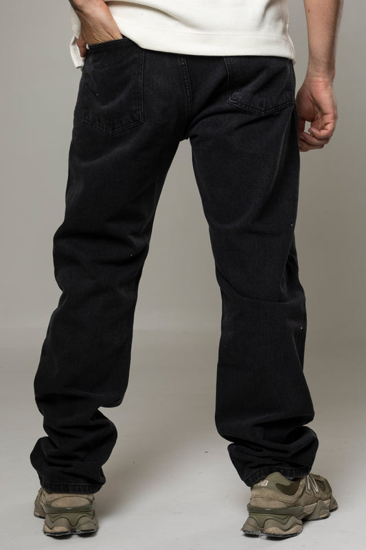 Pantalón Recto Con Pinza En Indigo black