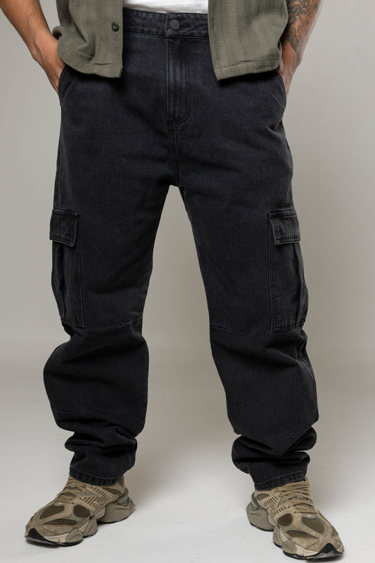 Pantalon Cargo En Indigo Black